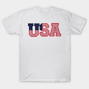 USA Embroidered Font T-Shirt